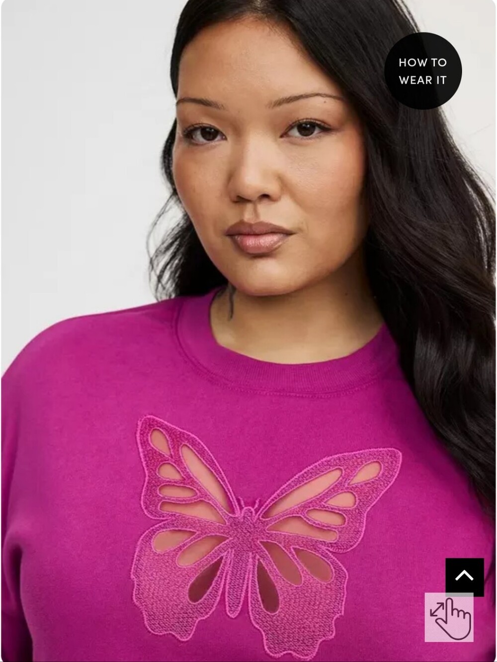 Cozy Fleece Cut-Out Sweatshirt - Magenta Butterfly - Picture 2 of 5